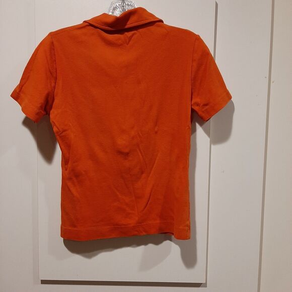 Tory Burch Orange Half Button Short Sleeve Womens Polo Shirt Size S - Picture 6 of 8